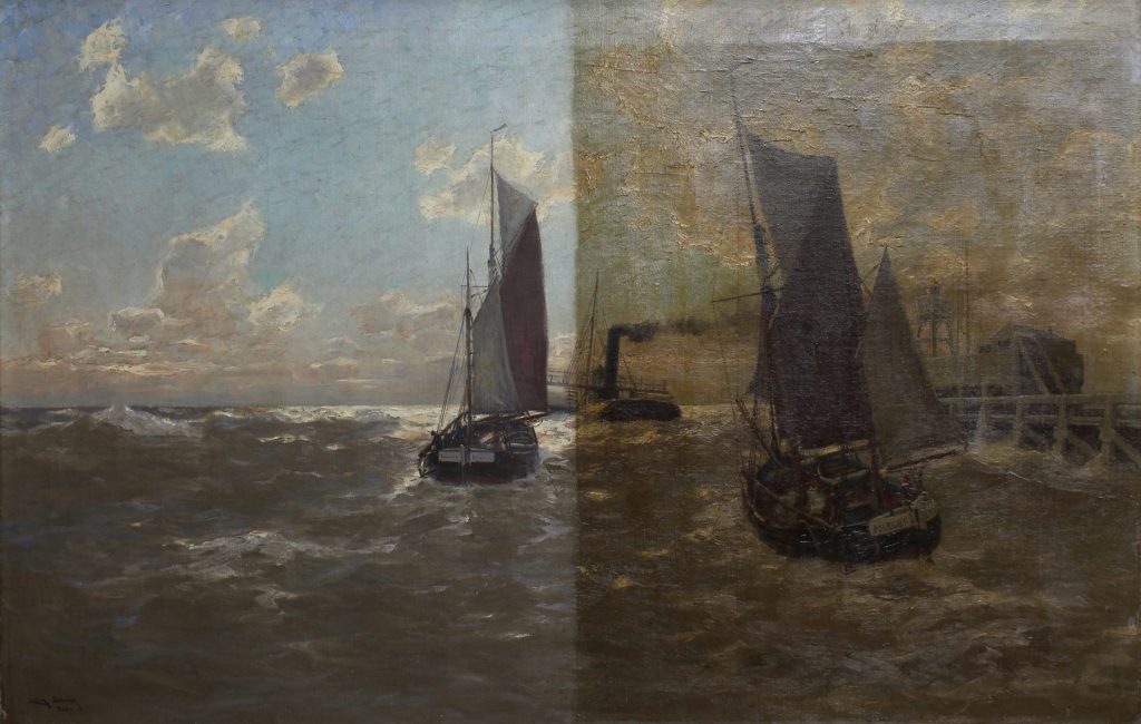 Gemälde reinigen - vorher und nachher